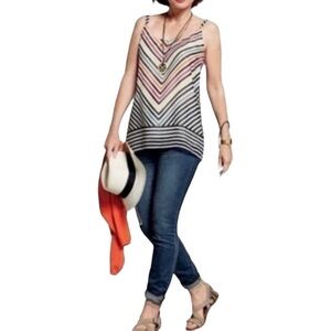 Cabi | Linea Geometric Chevron Striped Casual Chic Cami Size M